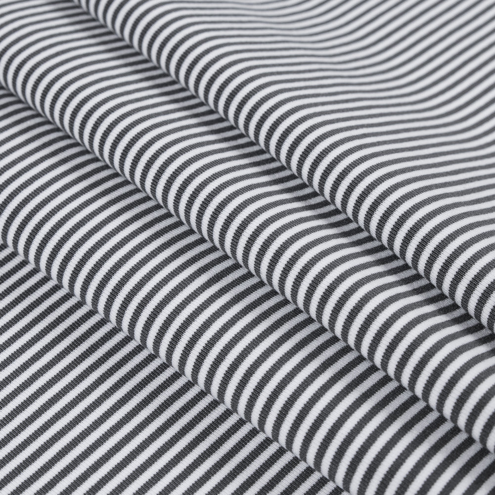 Gray and White Candy Striped Stretch Eclon Jersey