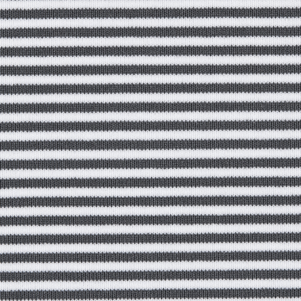 Gray and White Candy Striped Stretch Eclon Jersey