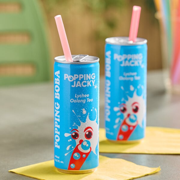 Possmei Popping Jacky Ready-to-Drink Lychee Oolong Bubble Tea 8 oz. - 24/Case