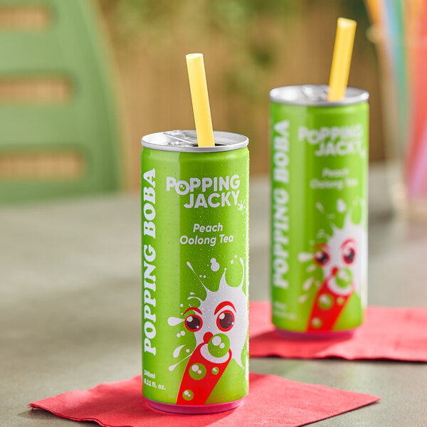 Possmei Popping Jacky Ready-to-Drink Peach Oolong Bubble Tea 8 oz. - 24/Case