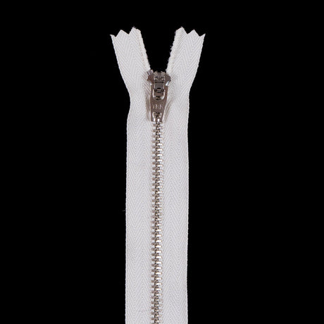 Light Beige Metal Zipper with Silver Pull and Teeth - 5.5"