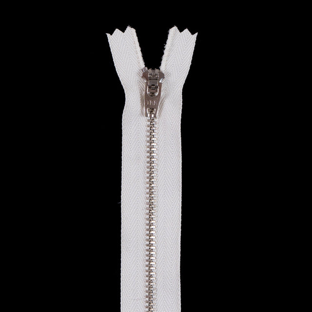 Light Beige Metal Zipper with Silver Pull and Teeth - 5.5"