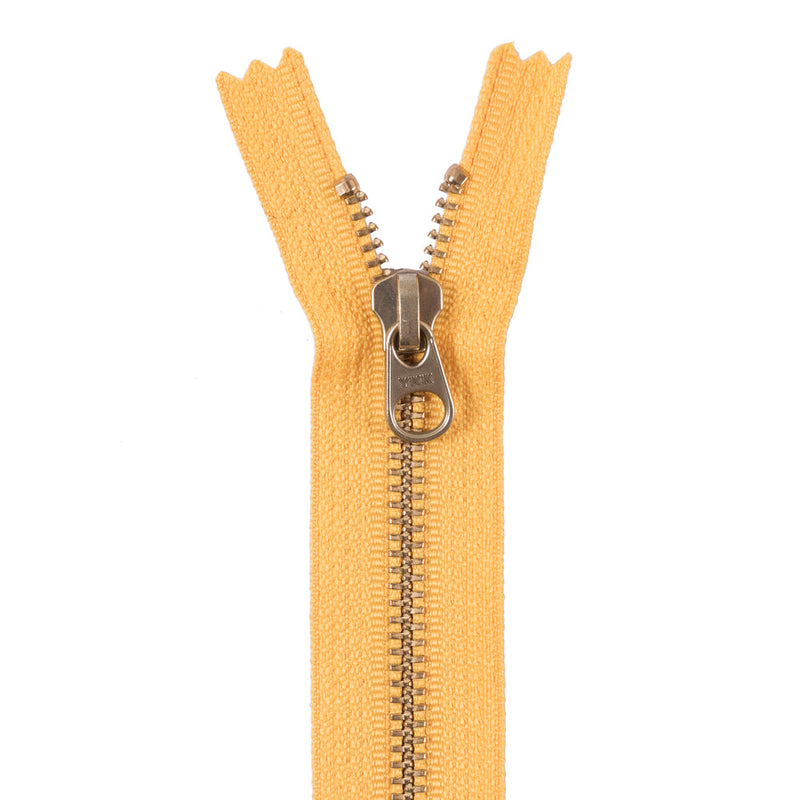 Metal Zipper with Gold Pull and Teeth 4.5" - Yellow