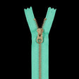 Metal Zipper with Gold Pull and Teeth 4.5" - Bright Green
