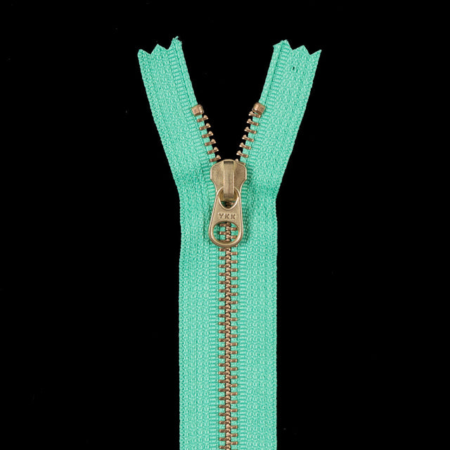 Metal Zipper with Gold Pull and Teeth 4.5" - Bright Green