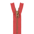 Metal Zipper with Gold Pull and Teeth 4.5" - Orange