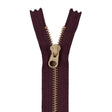 Metal Zipper with Gold Pull and Teeth 4.5" - Reddish Brown