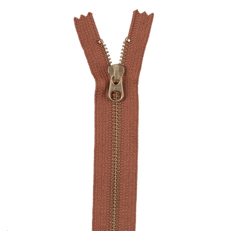 Metal Zipper with Gold Pull and Teeth 6" - Bronze