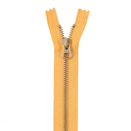 Metal Zipper with Gold Pull and Teeth 6" - Saffron Yellow