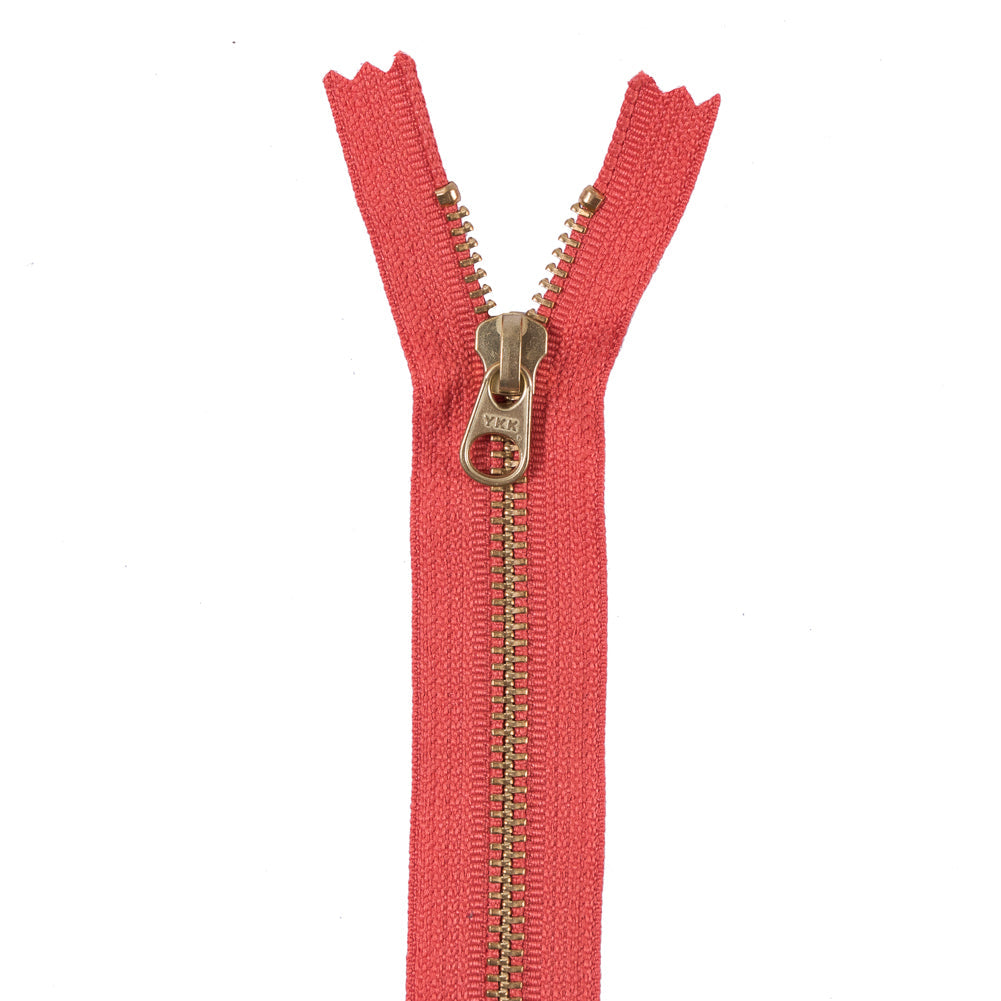 Metal Zipper with Gold Pull and Teeth 6" - Pale Orange