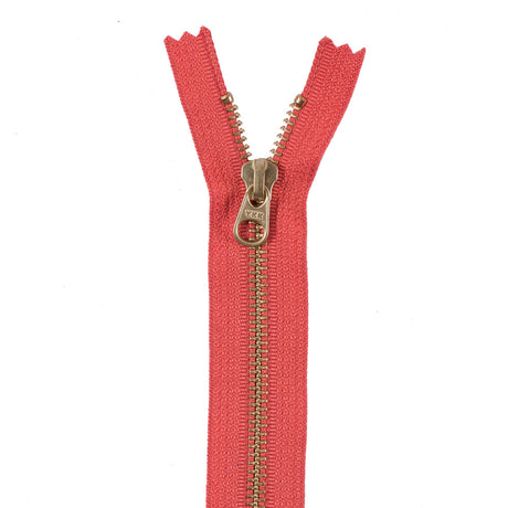 Metal Zipper with Gold Pull and Teeth 6" - Pale Orange
