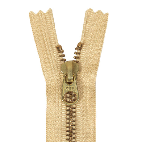 Metal Zipper with Gold Pull and Teeth 6" - Warm Beige