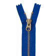 Metal Zipper with Gold Pull and Teeth 4.5" - Royal Blue