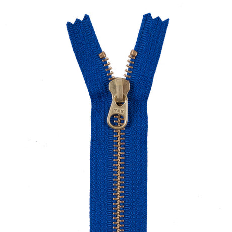 Metal Zipper with Gold Pull and Teeth 4.5" - Royal Blue
