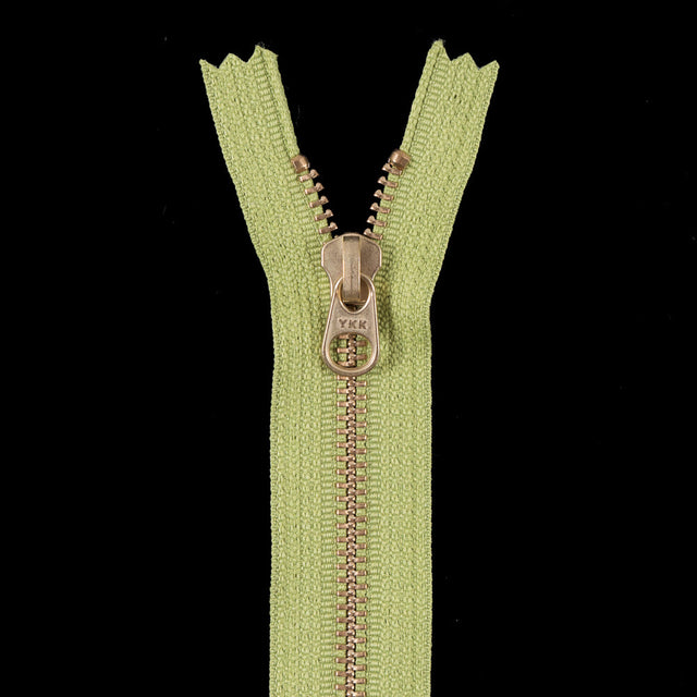 Metal Zipper with Gold Pull and Teeth 4.5" - Lime