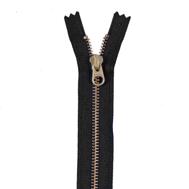 Metal Zipper with Gold Pull and Teeth 6" - Navy