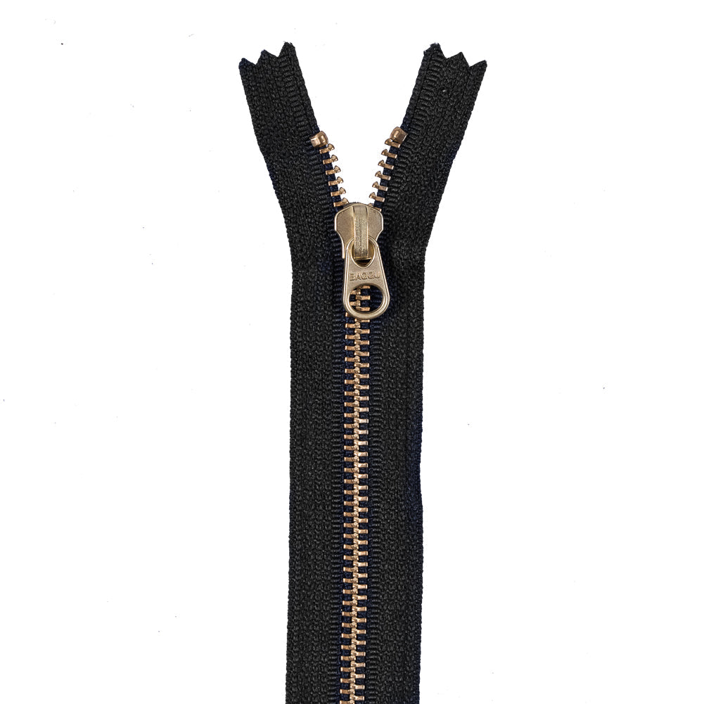 Metal Zipper with Gold Pull and Teeth 6" - Navy