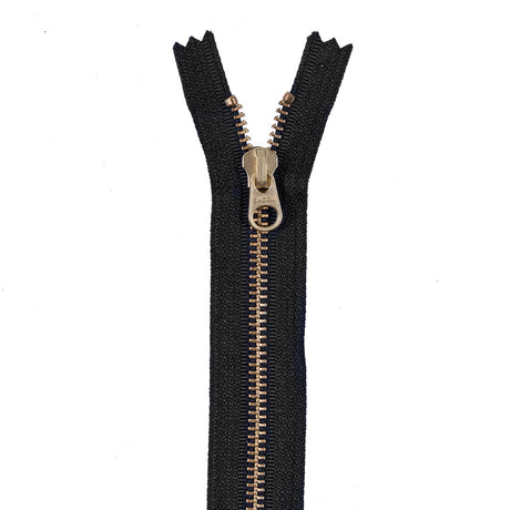 Metal Zipper with Gold Pull and Teeth 6" - Navy