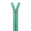 Metal Zipper with Gold Pull and Teeth 8" - Bright Green