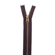 Metal Zipper with Gold Pull and Teeth 8" - Brown