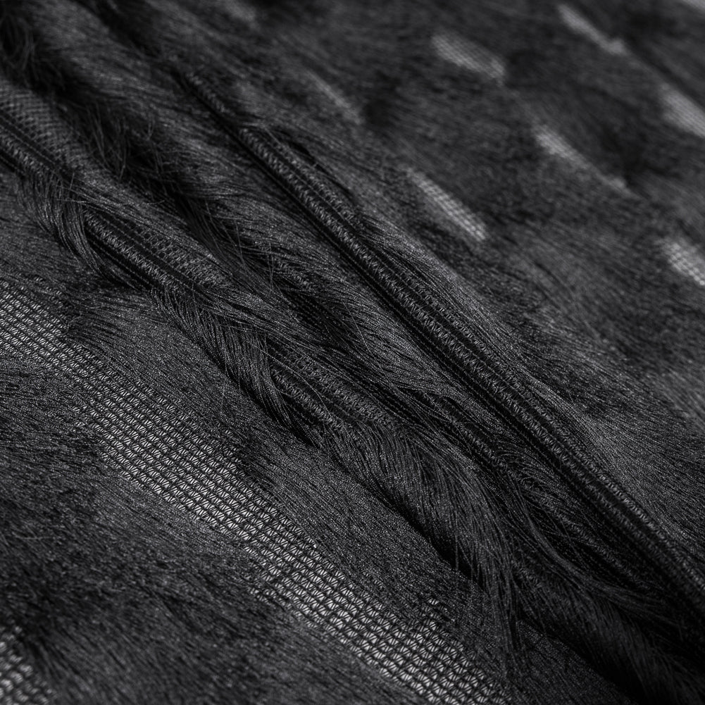 Black Chevron Fringe Fabric