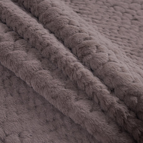 Taupe Silky Embossed Stretch Faux Fur