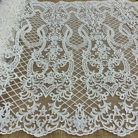 Beaded Corded Bridal Lace Dark Ivory
