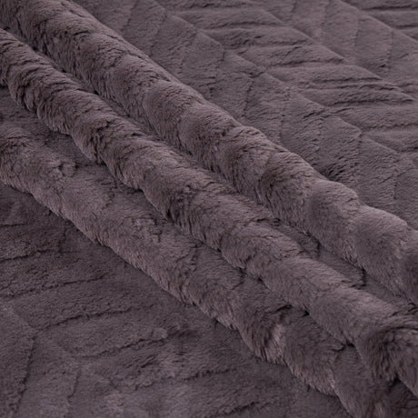 Herringbone Grooved Faux Fur - Charcoal