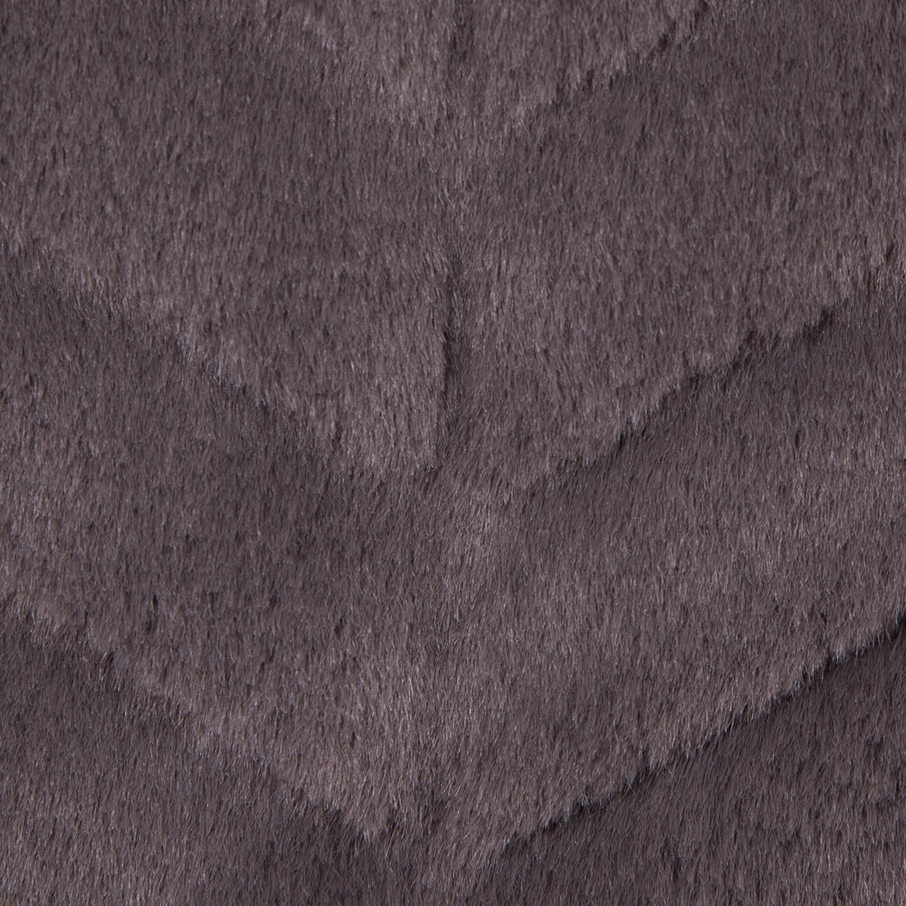 Herringbone Grooved Faux Fur - Charcoal