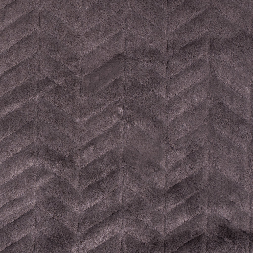 Herringbone Grooved Faux Fur - Charcoal