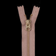 Metal Zipper with Gold Pull and Teeth 4.5" - Light Brown