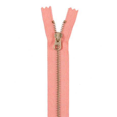 Metal Zipper with Gold Pull and Teeth 8" - Light Orange