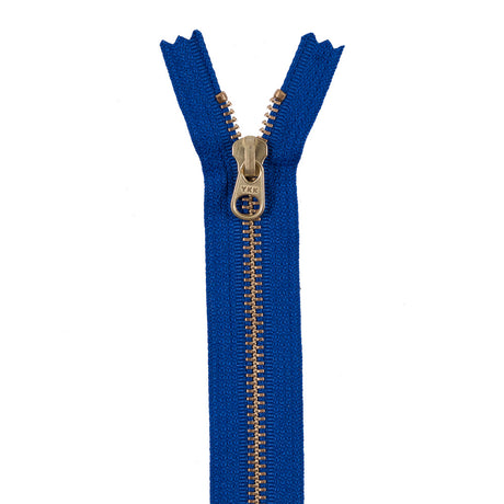 Metal Zipper with Gold Pull and Teeth 8" - Royal Blue