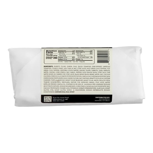 Dis Burrito Black Bean Breakfast Burrito 8 oz. - 12/Case