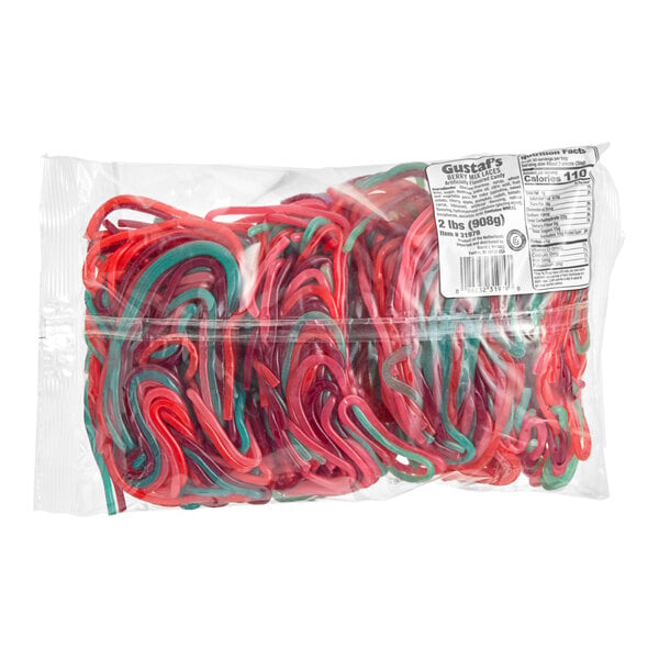 Gustaf's Very Berry Licorice Laces 2 lb. - 10/Case