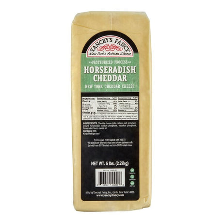 Yancey's Fancy 5 lb. Horseradish Flavored New York Cheddar Cheese - 2/Case