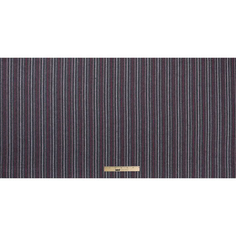 Italian Gray, Red and White Striped Blended Wool Twill