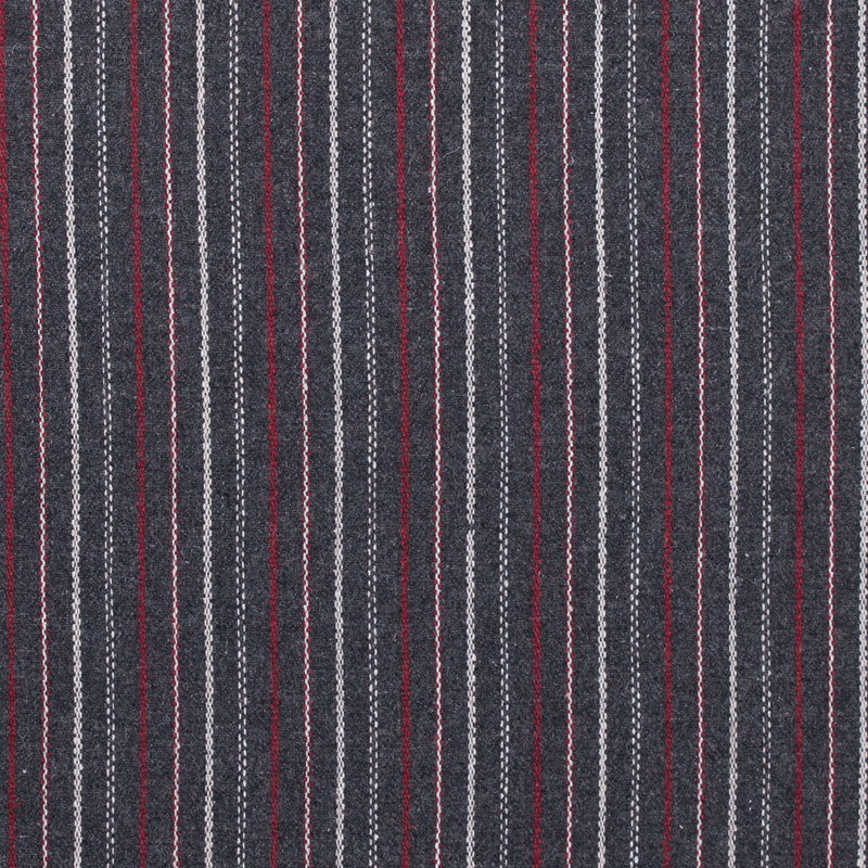 Italian Gray, Red and White Striped Blended Wool Twill