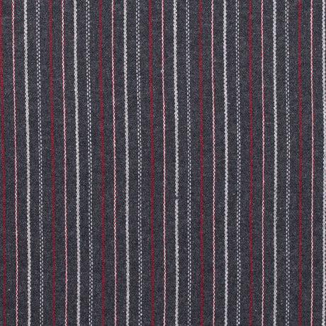 Italian Gray, Red and White Striped Blended Wool Twill