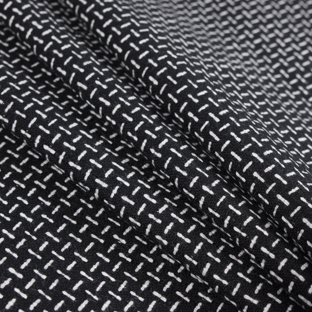 Italian Black and White Woven Wool Blend