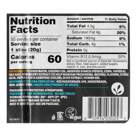Violife Just Like Cheddar Vegan Cheese Slices 2.2 lb. - 5/Case
