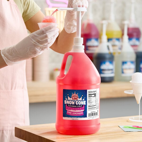 Carnival King Pink Lemonade Snow Cone Syrup 1 Gallon - 4/Case