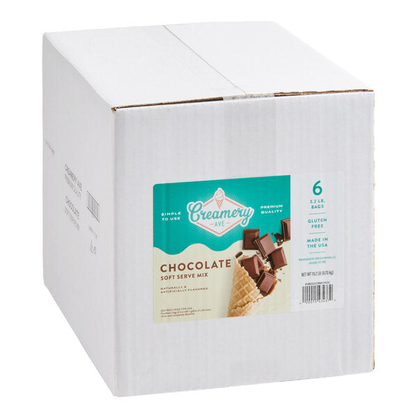 Creamery Ave. Chocolate Soft Serve Mix 3.2 lb. - 6/Case