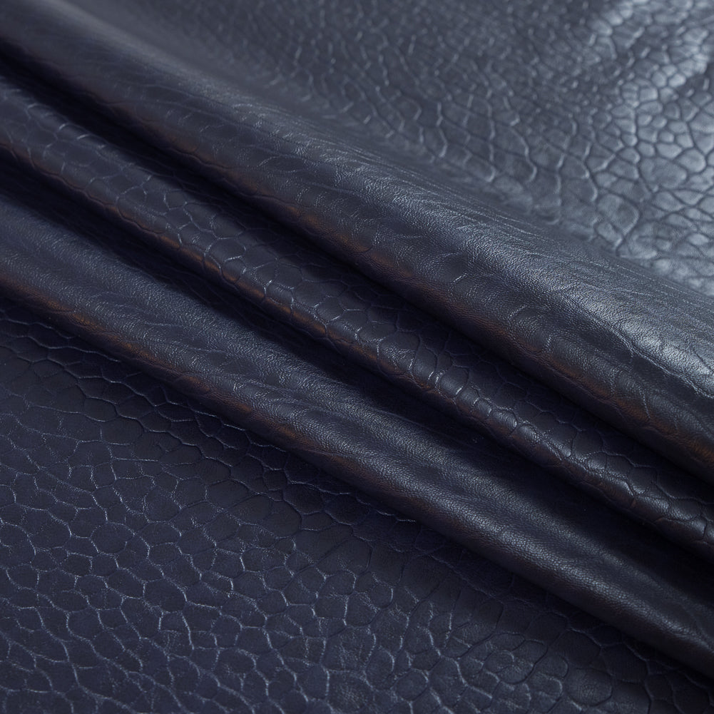 Nightshade Pebble Embossed Stretch Faux Leather with a Black Viscose Backing