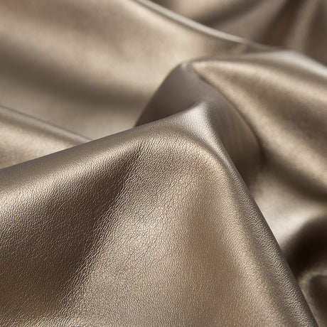 Metallic Gold Faux Leather with a Gray Faux Suede Backing