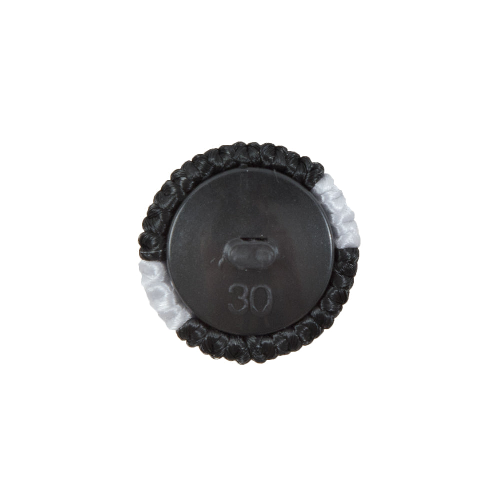 Black & White Fabric Covered Button with Fancy Face - 33L/21mm