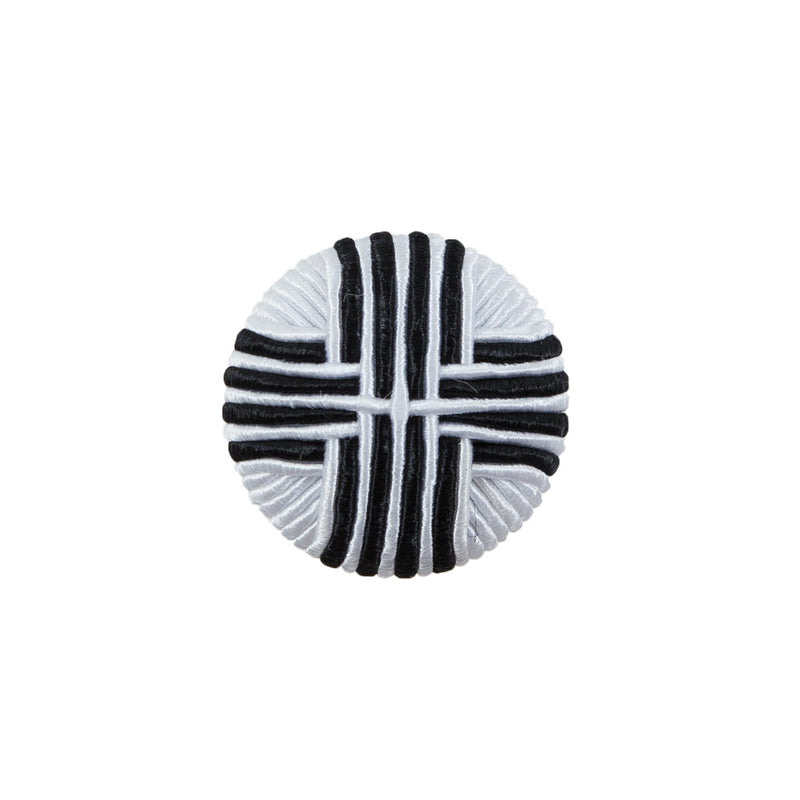 Black & White Fabric Covered Button with Fancy Face - 32L/20mm