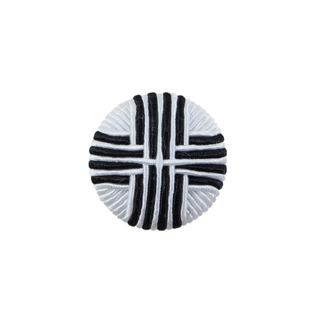 Black & White Fabric Covered Button with Fancy Face - 32L/20mm