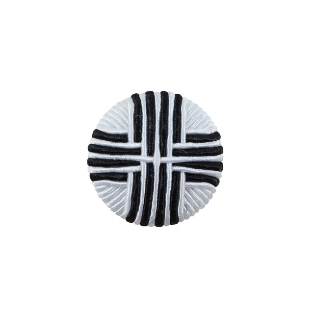 Black & White Fabric Covered Button with Fancy Face - 32L/20mm