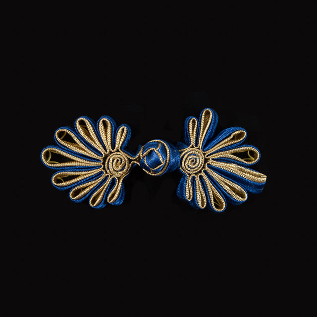 Royal Blue and Gold Frog Closure - 3" x 1.5"